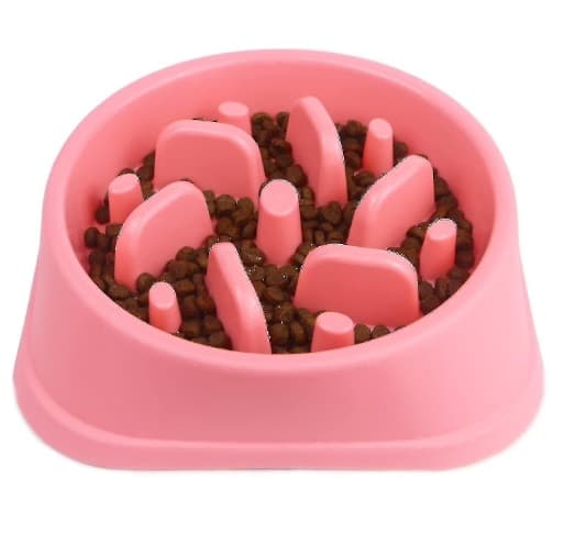 Hundskål med utsprång som saktar ner ätandet - rosa