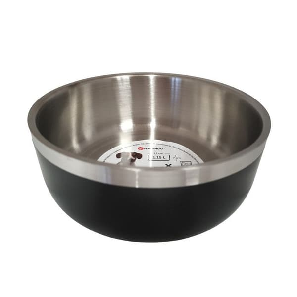 Hundskål - FLAMINGO - Modell 18 - Rostfritt stål - Dubbelvägg - 1150 ml
