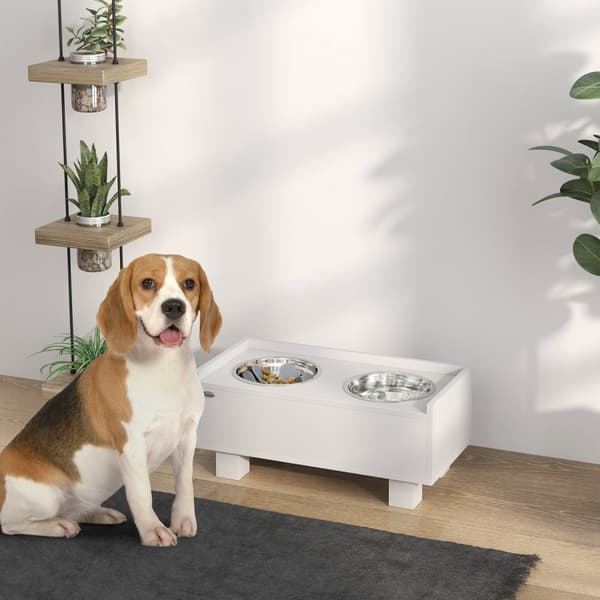 Rootz Elevated Dog Feeding Station - Pet Feeder - Dog Bowl Stand - Fremme sund spisning - 50 cm x 24 cm x 22 cm - Opbevaring og langsom feedermåtte, h