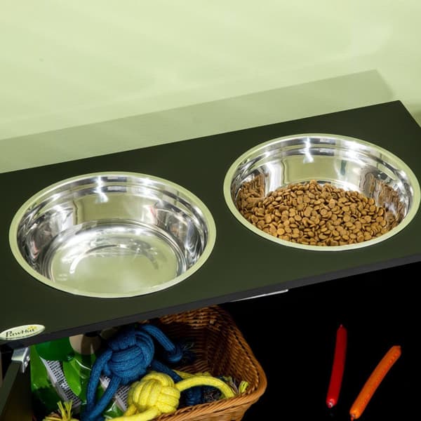 Rootz Elevated Feeding Station - Dog Feacher - Pet Food Stand - Stress -RelieVing Design - 60L X 30W X 35,5H CM - 44L Lagringsutrymme - Svart