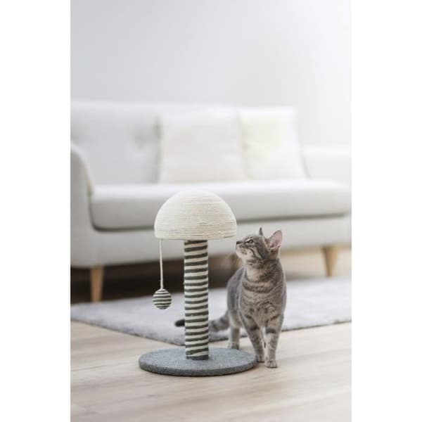 KERBL - Kattskrapstolpe - Bål 42 cm - FUNGHI - Grå/vit - Sisal - Bas: ø 30 cm