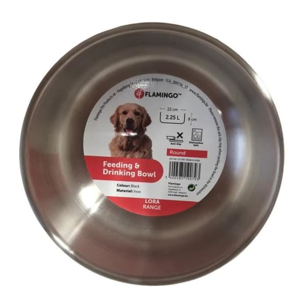 Hundskål - FLAMINGO - Modell 24 - Rostfritt stål - 2,25 liter - Ø22 cm