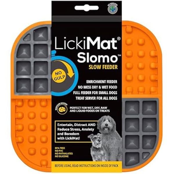 Slickmatta - LICKIMAT - Slomo - Orange - För medelstora hundar - Främjar hälsosam kost