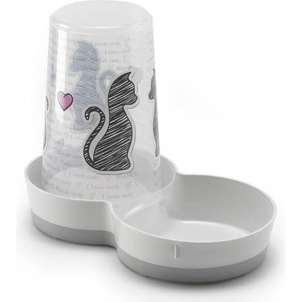 Screentryckt kattmat/vattendispenser CATS IN LOVE