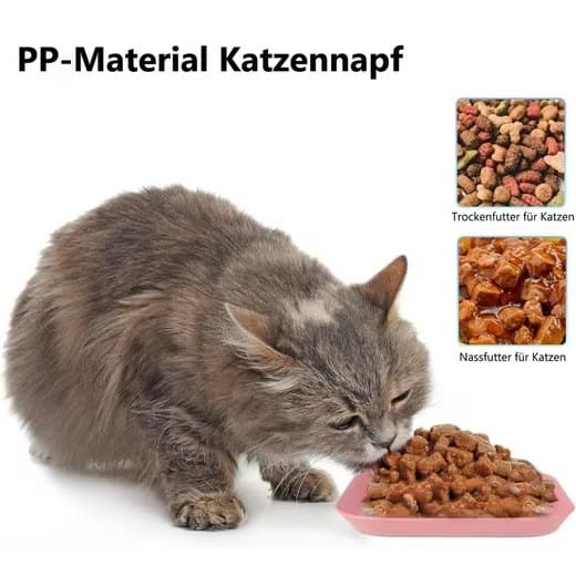 8-osainen kissakulhosarja – litteät, liukumattomat kissakulhot, PP-materiaali, BPA-vapaa, litteä muotoilu, pinottava, monipuolinen, helppo puhdistaa