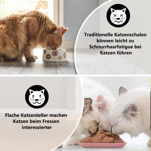 8-osainen kissakulhosarja – litteät, liukumattomat kissakulhot, PP-materiaali, BPA-vapaa, litteä muotoilu, pinottava, monipuolinen, helppo puhdistaa