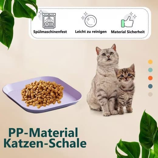 8-osainen kissakulhosarja – litteät, liukumattomat kissakulhot, PP-materiaali, BPA-vapaa, litteä muotoilu, pinottava, monipuolinen, helppo puhdistaa