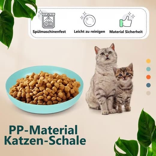 8-osainen kissakulhosarja – litteät, liukumattomat kissakulhot, PP-materiaali, BPA-vapaa, litteä muotoilu, pinottava, monipuolinen, helppo puhdistaa