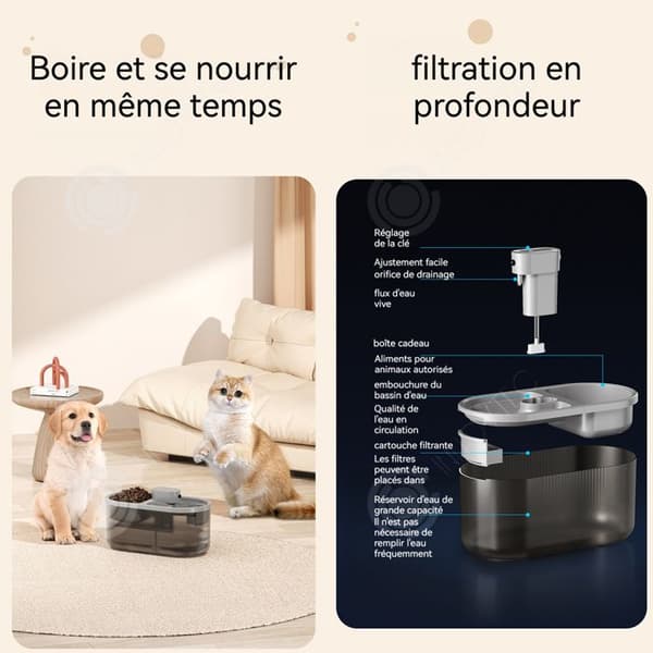 INN Vattenfontän katt 4,5 l stor kapacitet trådlös intelligent detektering tyst vattenfontän för husdjur
