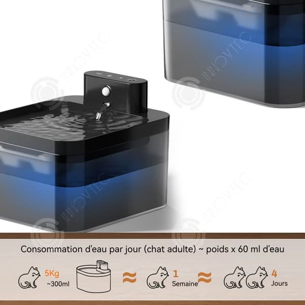 INN Cat Water Fountain 2,2L med supertyst Cat Water Fountain Motion Sensor och 2600 mAh uppladdningsbart batteri