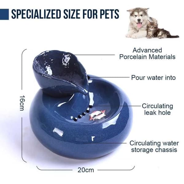 Silent Cat Water Fountain Cat Food Dispenser 1,5L Cat Fountain - Blå
