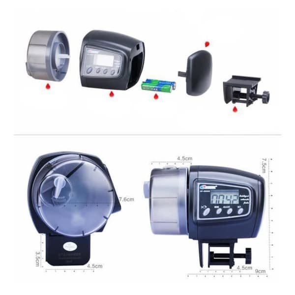 LCC® AUTOMATISK AQUARIUM FISKMATDISPENSER - Svart
