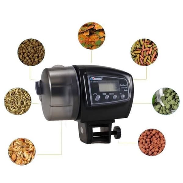 LCC® AUTOMATISK AQUARIUM FISKMATDISPENSER - Svart