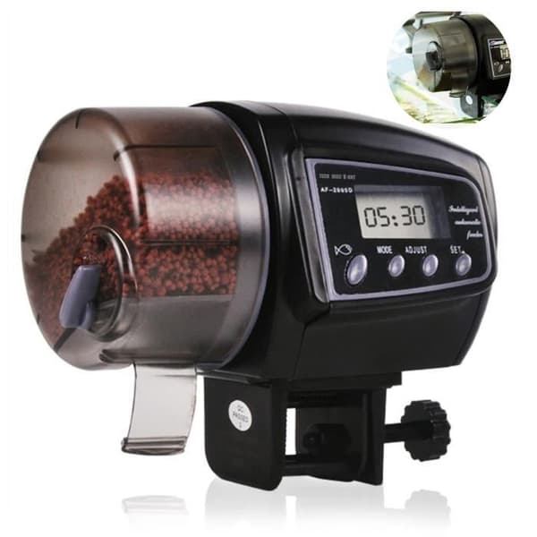 LCC® AUTOMATISK AQUARIUM FISKMATDISPENSER - Svart