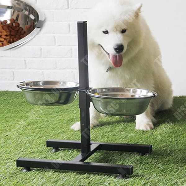 TD® Dubbla Lyftskålar Rostfritt Stål Husdjurshund Special Vattenfoder Balans Originalskål Grå