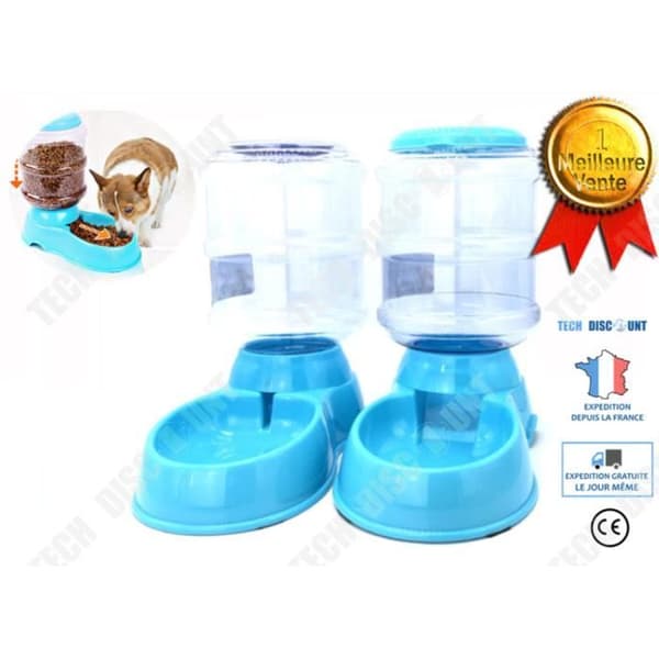 TD® Automatisk matautomat kattvattenhund halkfri plast blå leksaksmat reseuttag transparent
