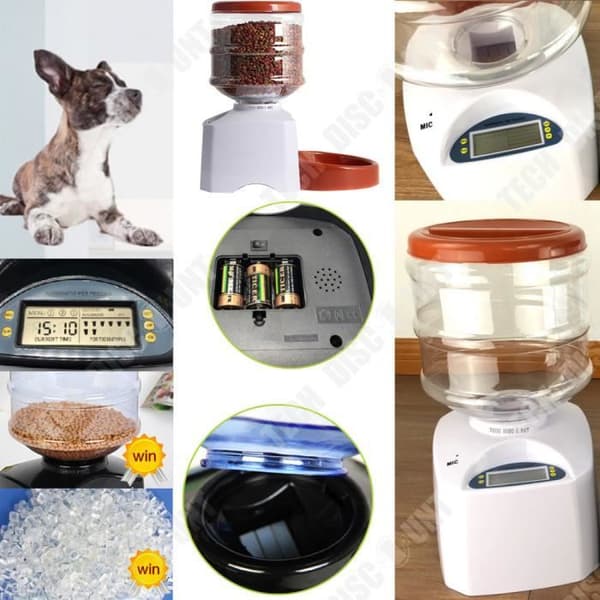 TD® Automatisk programmerbar matautomat Hundmatsmaskin Kibble Djur Katt Sällskapsdjur Kanin 5,5L Äta