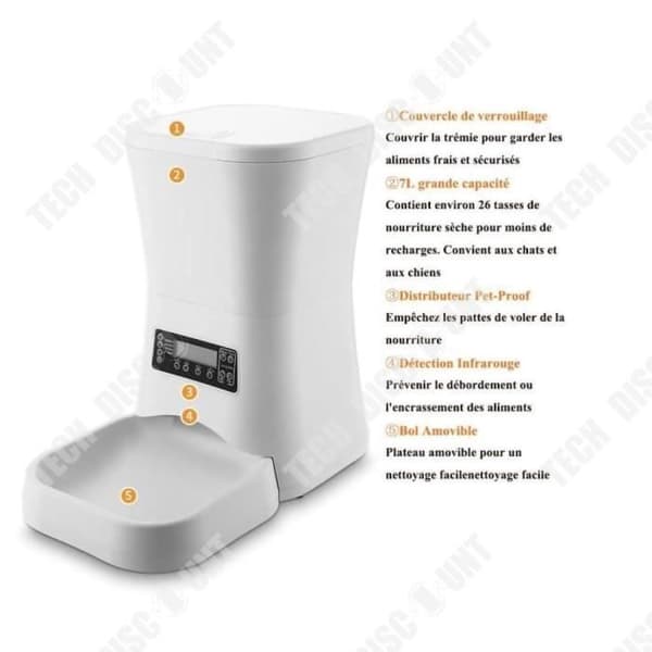 TD® Automatisk Djurmatsautomat 7L Kvantitativ Intelligent Spannmålsmatningsmaskin