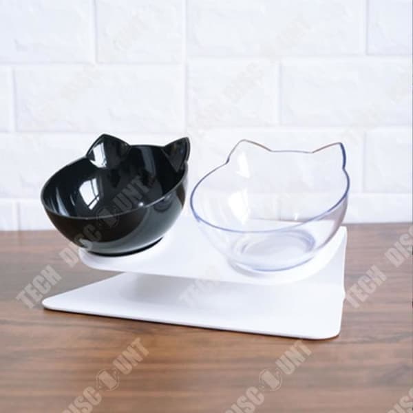 TD® Dubbel matskål för katt 27*14*12.5cm Design med dubbel skål 15 graders lutning Avtagbar för rengöring