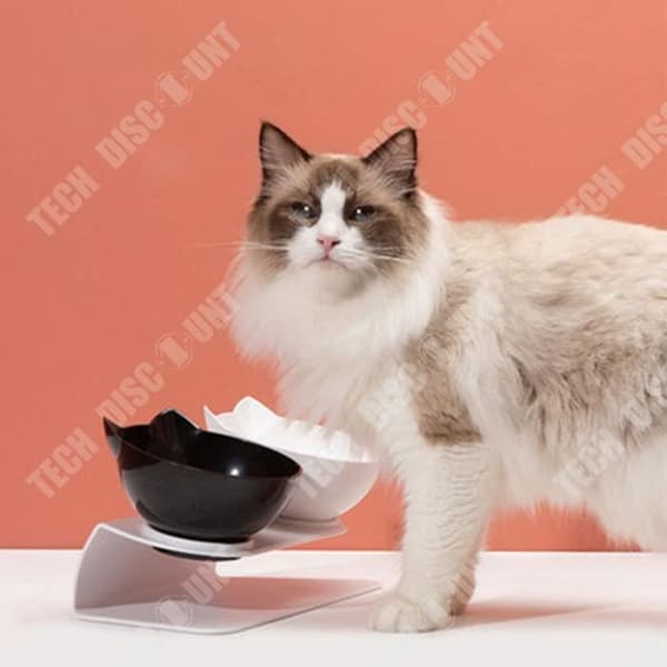 TD® Dubbel matskål för katt 27*14*12.5cm Design med dubbel skål 15 graders lutning Avtagbar för rengöring