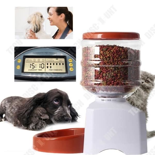 TD® Automatisk programmerbar matautomat Hundmatsmaskin Kibble Djur Katt Sällskapsdjur Kanin 5,5L Äta