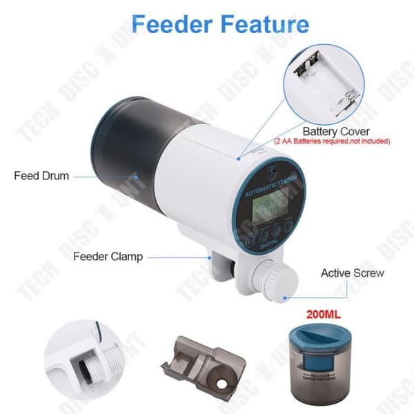 TD® Aquarium Automatic Feeder, Smart Timer, Automatic Fish Feeder, Small Feeder, Closed Type