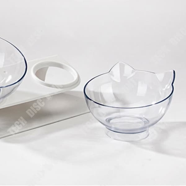 TD® Cat Bowl Oblique Mouth Dricksvatten Husdjursmatredskap Transparent skål utan bas