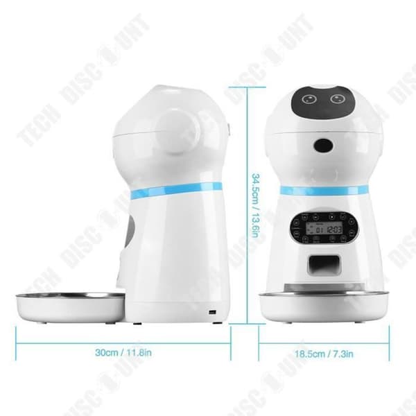 TD® Cat Food Dispenser 32,4*18,6*35,6cm Anti-blockerande Smart Food Dual Power Minnesfunktion
