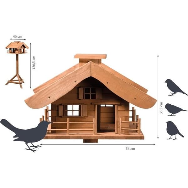Dobar 98370e Fågelmatare Design Almhütte Stor fågelmatare med stugdesign Fågelmatare i trä ma