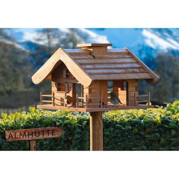 Dobar 98370e Fågelmatare Design Almhütte Stor fågelmatare med stugdesign Fågelmatare i trä ma