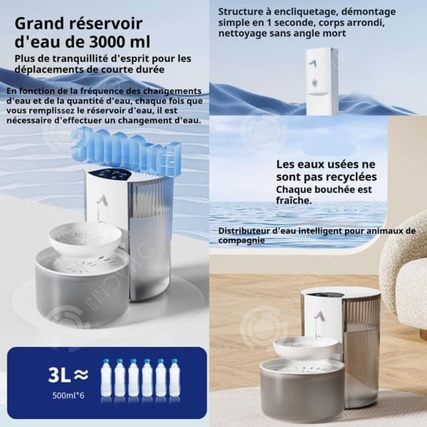 INN Fontän för katt 3L 2000mah 16x30.5x23.3cm automatisk vattendispenser av typ med avrinning för ren och smutsig separation