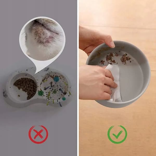 KERAMISKA SKÅL PÅ STÄLL DUBBEL KERAMISK SKÅL FÖR HUND OCH KATT 2x850 ml