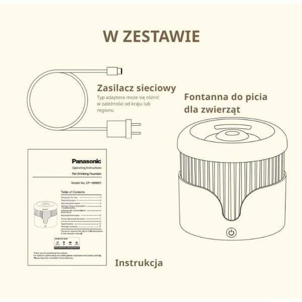 Fontän för husdjur Panasonic CP-JNW01CW Vit Plast