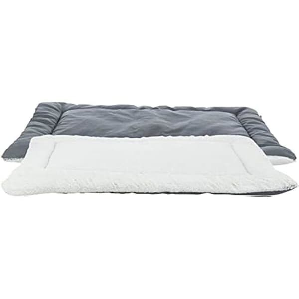 Madrass - TRIXIE - Farello - Plysch/Tyg - 70 × 55 cm - Vit-Grå/Grå