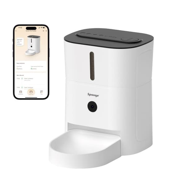 SPONGE Smart Camera för husdjursmatare - smart matautomat för husdjur – 3 l