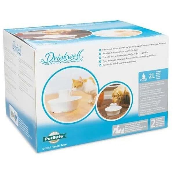 PetSafe - Drinkwell Avalon Ceramic Fountain, filtrerat dricksvatten för hundar och katter, 2 liters vattenkapacitet, vit