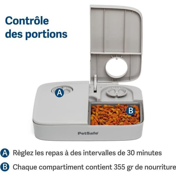 Automatisk matdispenser - PETSAFE - 2 måltider - BPA-fri plast - 300g kapacitet - Justerbar timer