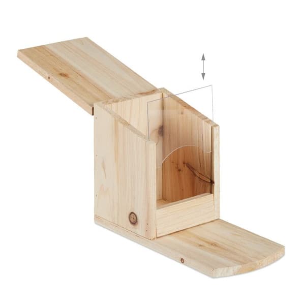 Relaxdays Wooden Squirrel Feeder HxBxD: 17,5 x 12 x 25 cm Heavy Duty Solid, Green