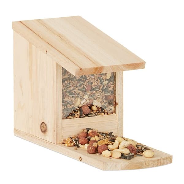 Relaxdays Wooden Squirrel Feeder HxBxD: 17,5 x 12 x 25 cm Heavy Duty Solid, Green