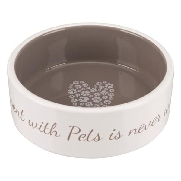 TRIXIE Pet's Home Keramikskål - 0,3 L - Ø 12 cm - Cream and Taupe - För hundar