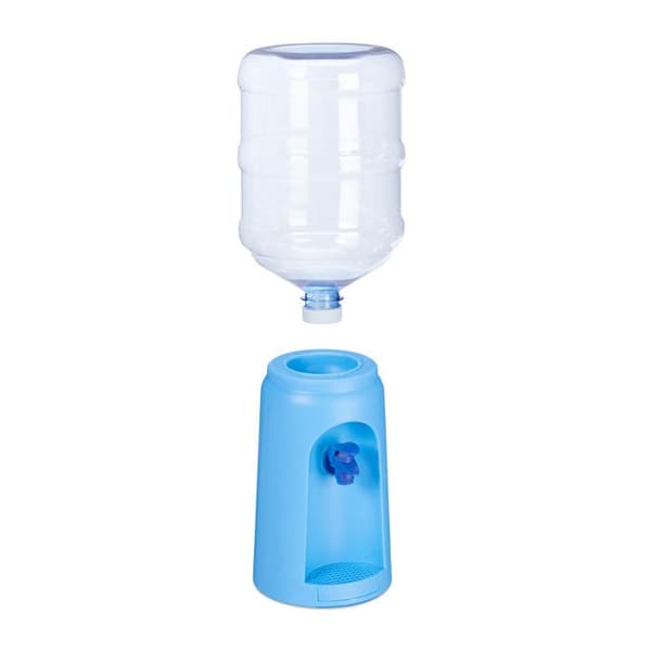 Relaxdays, vattendistributör med tank och kran, kontorsfontän, 4,5 l plast, H x D: 47,5 x 17 cm, blå