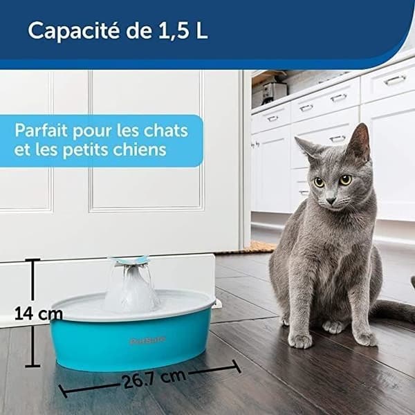 Fontän för djur - PETSAFE - Drinkwell Papillon - 1,5 L - Blå och Grå - Inomhus