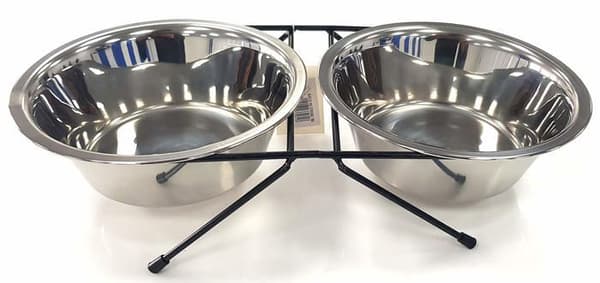 Shine Hopper Feeder - SS4818 - Husdjursmatare i rostfritt stål - Dubbel måltid - för hundar och katter