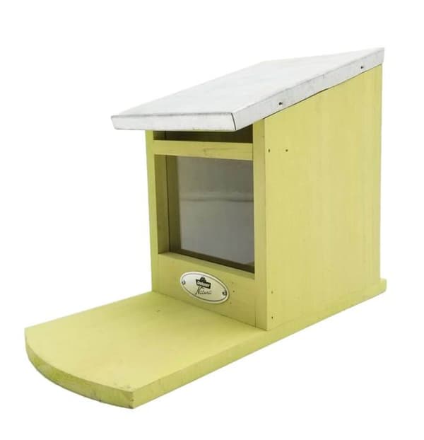 Dehner - 6928477 - Natura Matbord för ekorrar, Ungefär 12,5 x 18,5 x 25 cm, Tallträ/plexiglas, Grön