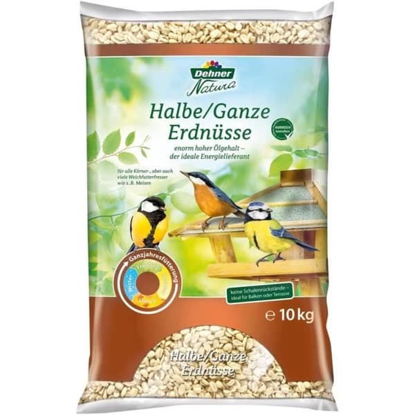 Fågelmat - Dehner - Premium - Hela jordnötter - 10 kg - Utan skal