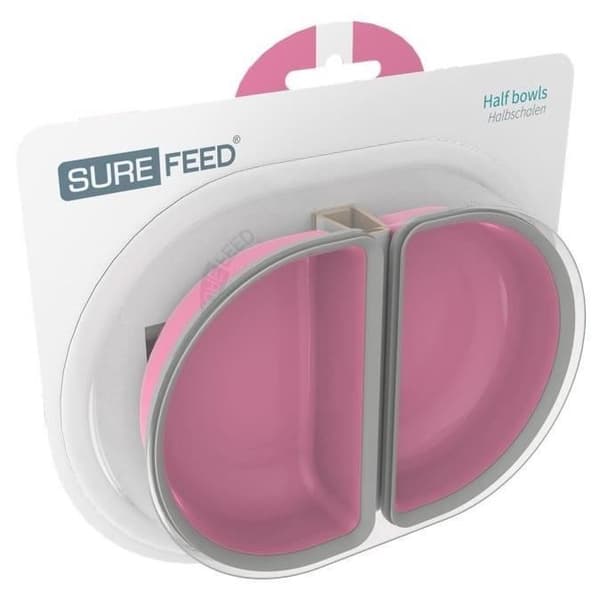 SUREFEED Set med 2 halva skålar för matdispenser - Rosa