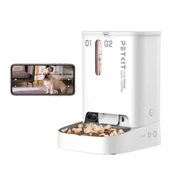 Automatisk, ansluten dubbel kattmat dispenser med kamera 5L - PET KIT - YumShare