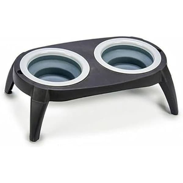 Matare - MASCOW - Set med 12 hopfällbar silikon - 9 x 39 x 9 cm - Svart - För hundar