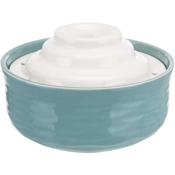 Vattenfontän - TRIXIE - Vital Falls - Keramik - 1,5 L - ø 22 x 13 cm - Petrol / Vit