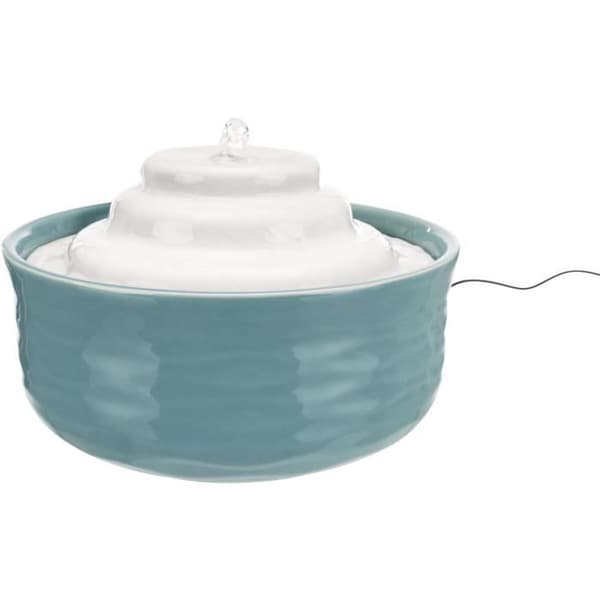 Vattenfontän - TRIXIE - Vital Falls - Keramik - 1,5 L - ø 22 x 13 cm - Petrol / Vit